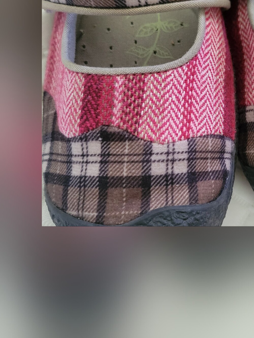 Keen Sienna MJ Canvas 9.5 Harvest Plaid Pink Brown Mary Jane - Picture 3 of 7